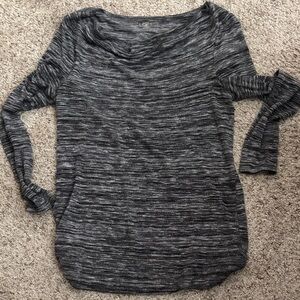 Ann Taylor Loft  Cow neck soft gray and white womens shirt